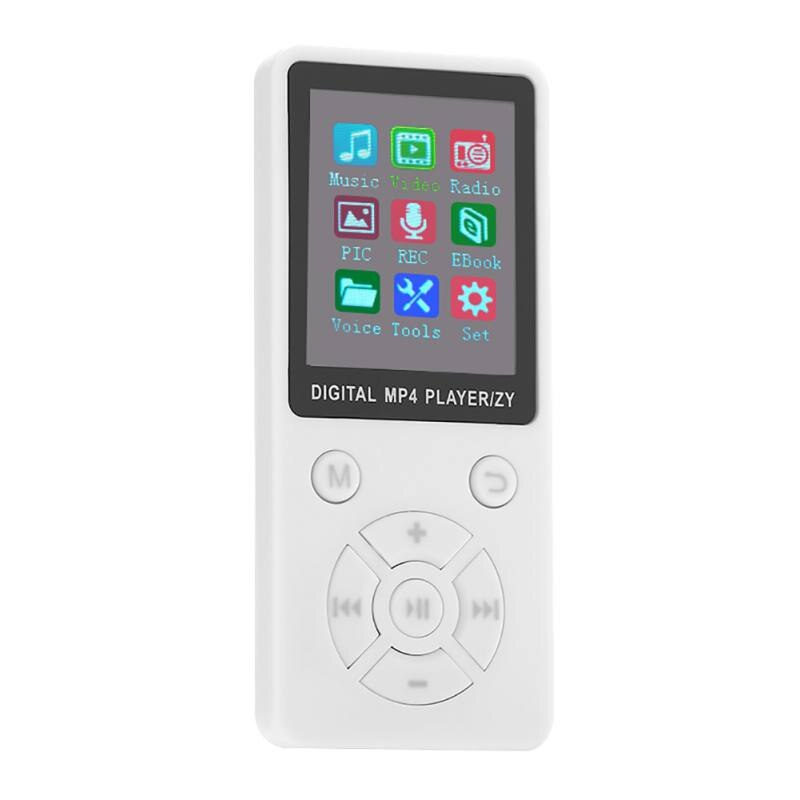 Player de vídeo USB Tela LCD Clipe MP4 Media Player Suporte Som Lossless 32G TF Cartão Ultra fino 1.8" mp4 Player com FM E-book: WHITE