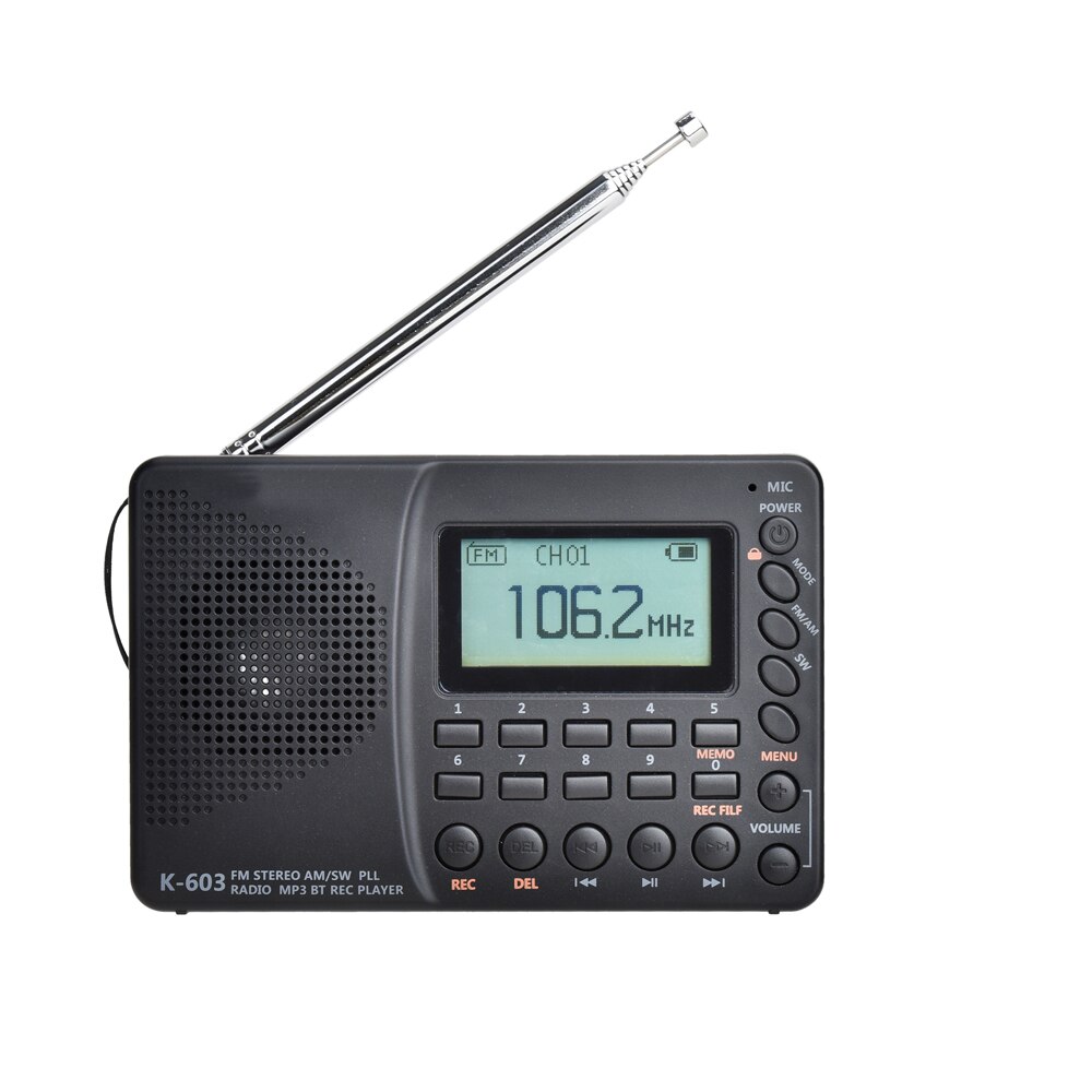 K-603 Draagbare Digitale Radio Lcd-scherm Fm Am Sw Radio Met Bt Speaker Power-Off Geheugen Functie Mode Radio