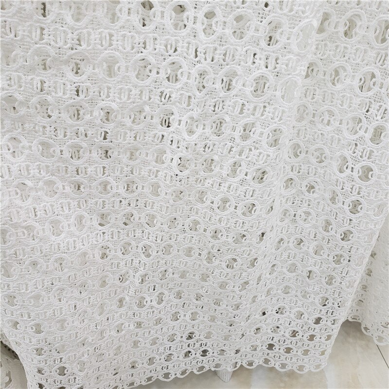 Tela de encaje para vestidos, cordón de guipur clásico, blanco puro, amigable con la piel, Africano, para boda, NN277_R