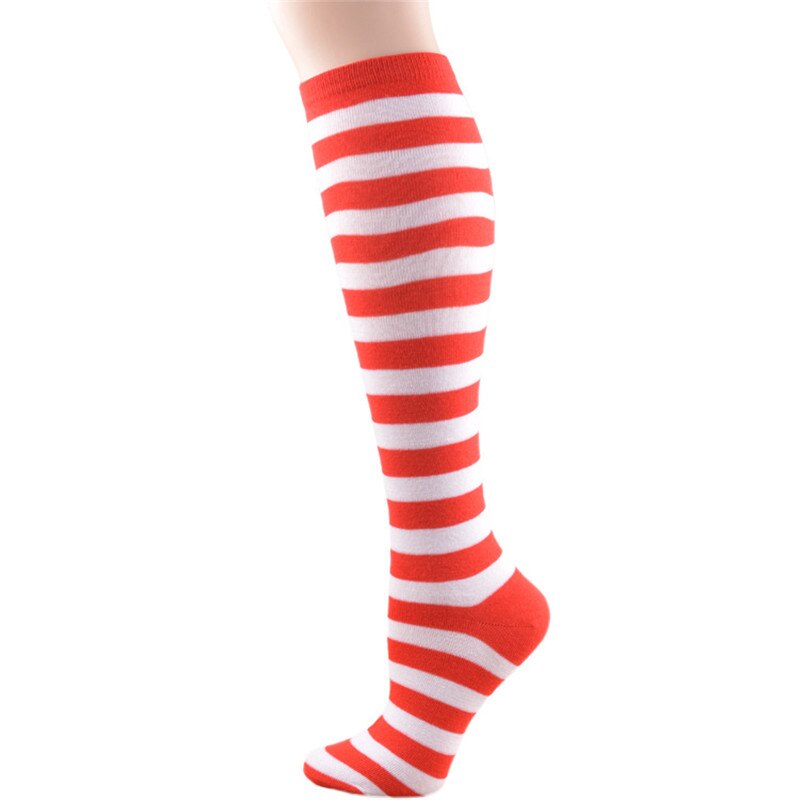 Women Girls Knee High Long Stripe Stocking Printed Thigh High Striped Cotton Socks 8 Colors Sweet Cute Plus Size Knee High Socks: light red