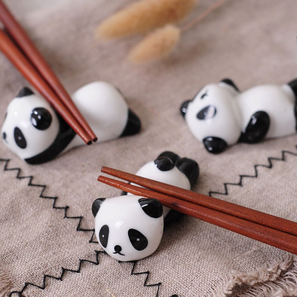 AKOAK 4 Pcs Oak Ceramic Plumblossom Chopsticks Stand Lovely Chopsticks Rest Stand Pillow Shape Rice Spoon Stand Ideal Spoon Fork Knives Stand Home Kitchen Tableware Desktop Accessories - View #5