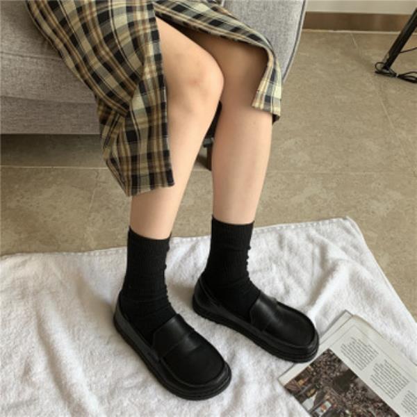 Na co dzień kobieta buty drewniaki platforma cały mecz brytyjski styl płytkie usta okrągłe Toe oksfordzie pnącza wygodne Preppy skóra: 1 / 38