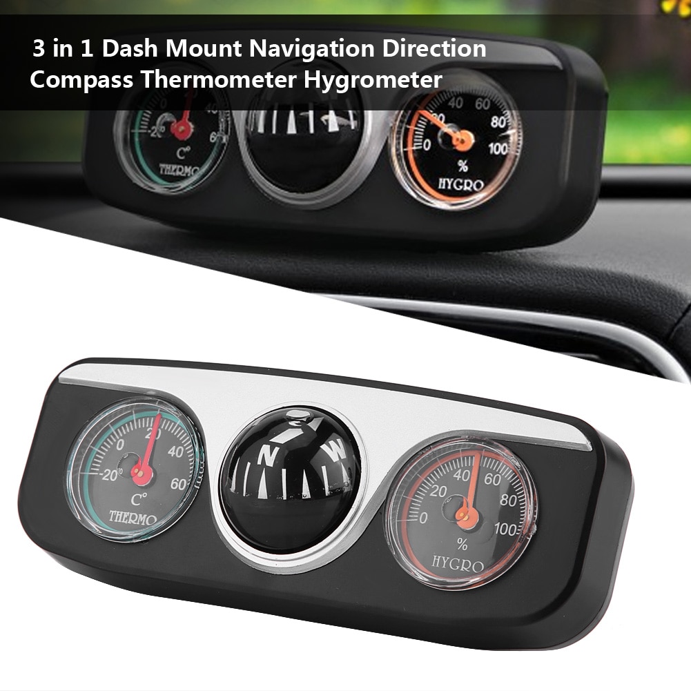 3 in 1 gids bal multifunctioneel kompas auto boot vrachtwagen dashboard kompas auto dashboard montage navigatie zwart thermometer hygrometer