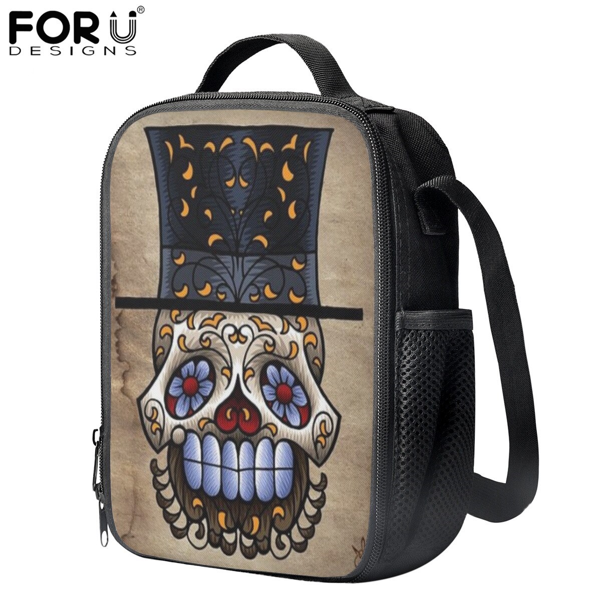 FORUDESIGNS Thermal Insulated Lunch Bag For Women Men Boys Girls 3D Skull Insulation Lunch Box Picnic Food Cooler Lunchbox Bolsa