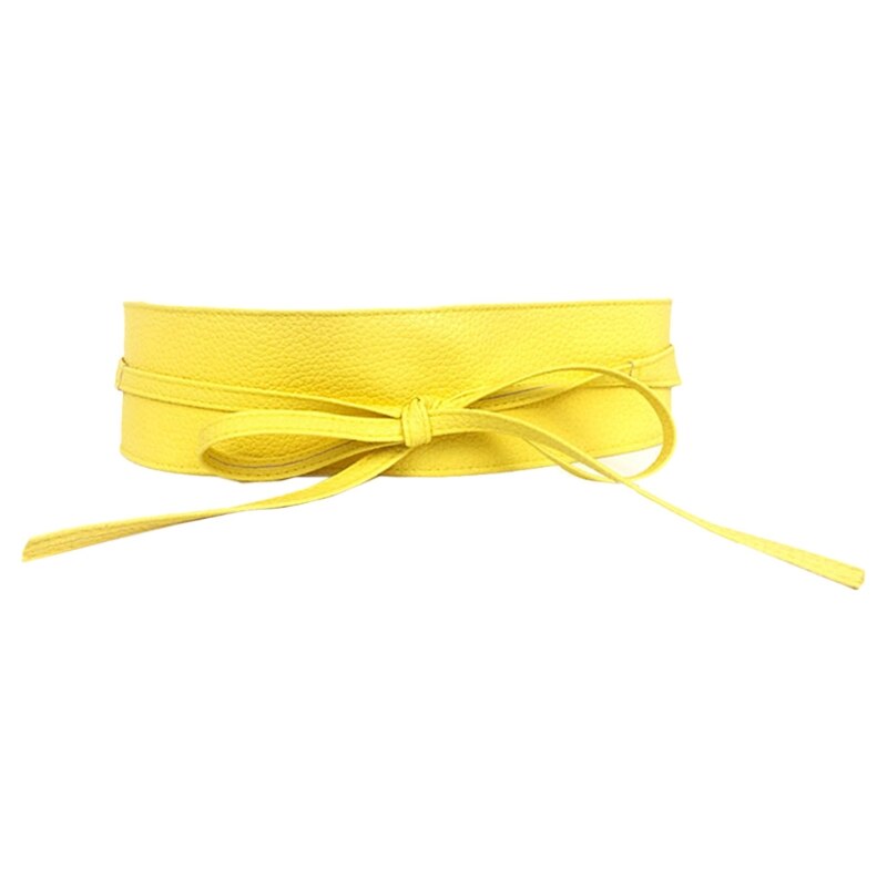 Cinturón de piel sintética y pajarita suave para mujer, corsé bohemio envolvente ancho, corpiño Vintage, Color sólido, M19 21: 10