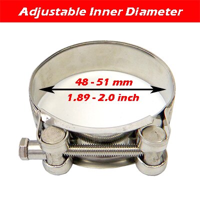 Abrazadera Universal para tubo de escape de Carmon, de acero inoxidable 304, para automóvil, motocicleta, silenciador extensible: 48-51mm 1.89-2.0in