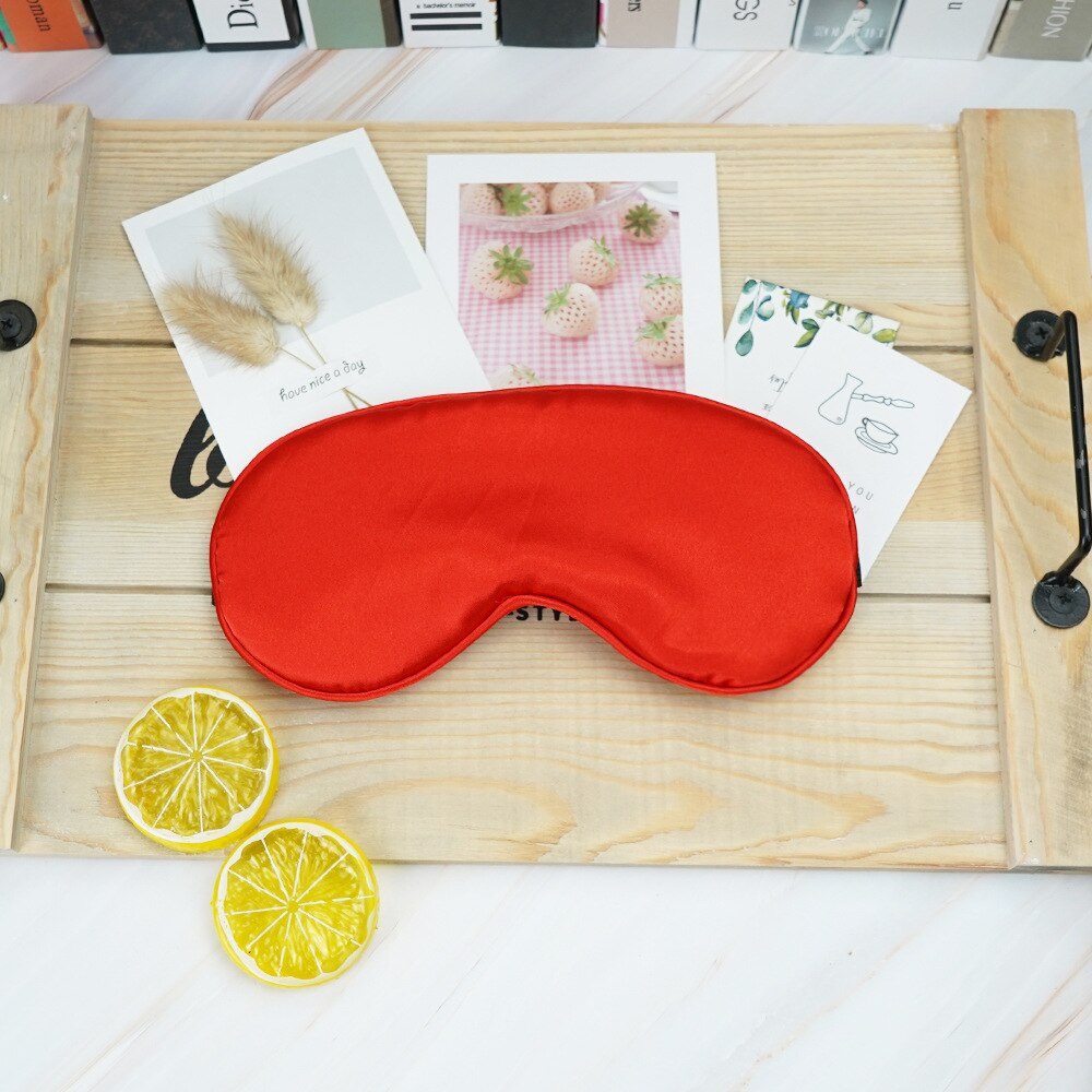 Women Imitated Silk Sleep Eye Mask Portable Travel Eyepatch Nap Eye Patch Rest Blindfold Eye Cover Sleeping Mask Night Eyeshade: Red