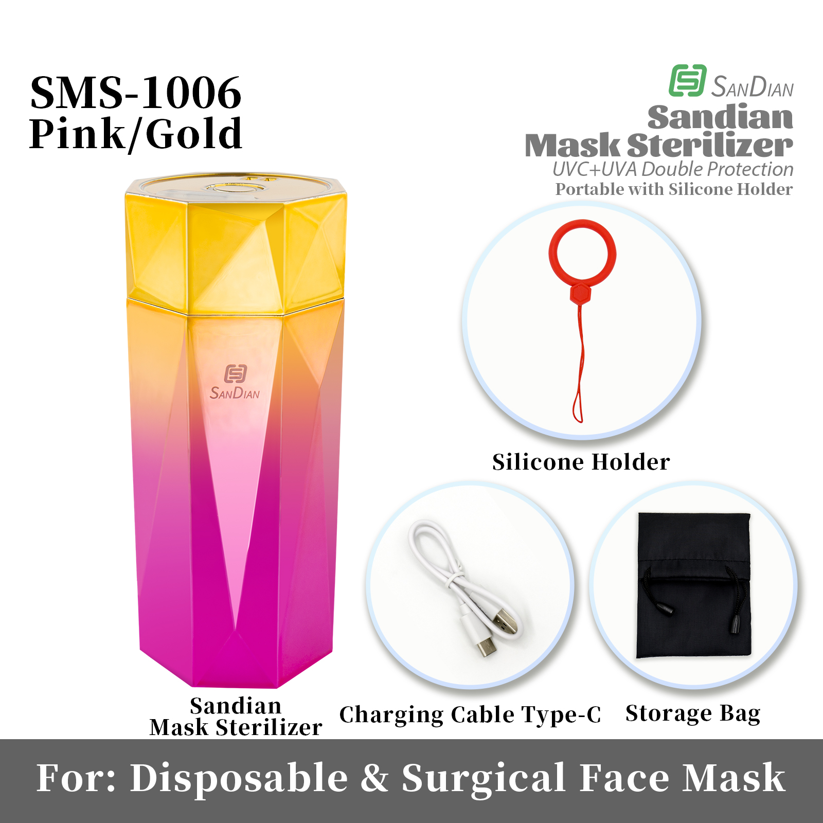 UVC + UVA Sterilisieren fallen Für Maske Schmuck Ohrring Ring Multifunktions kompakt Tragbare Wiederaufladbare Keimtötende Desinfektion: SMS-1006