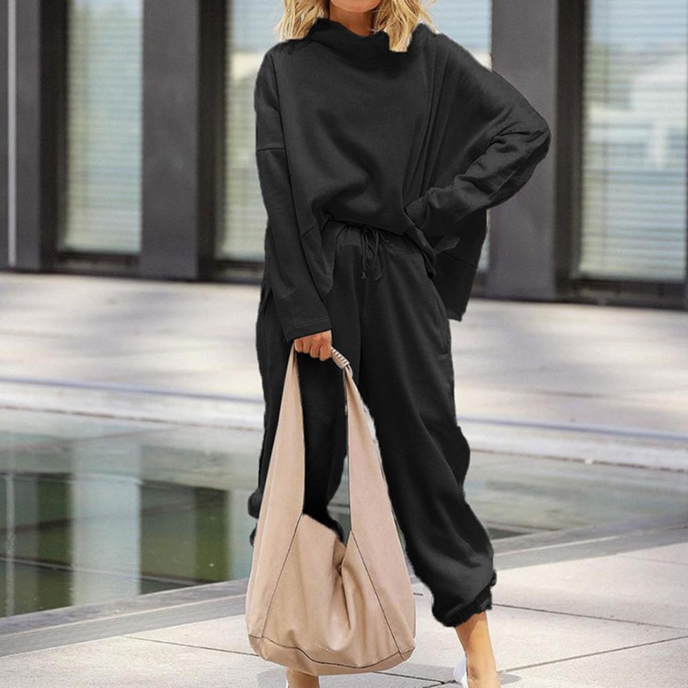 Casual Outfit Lady Sports Outfit Skin-friendly Casual Stylish Long Sleeve Blouse Ankle Banded Pants Set