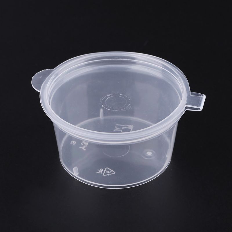 1Set Wegwerp Cups Set Van 30/80/100/300Ml Saus Pot Container Jello Shot Cup slime Opbergdoos Met Deksel Voor Ketchup