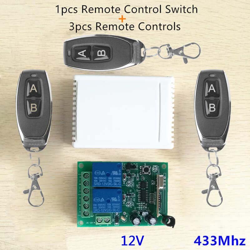 12v 2 Kanal Relais 433 Mhz Drahtlose Rf Fernbedienung Schalter 3 Stck Absender
