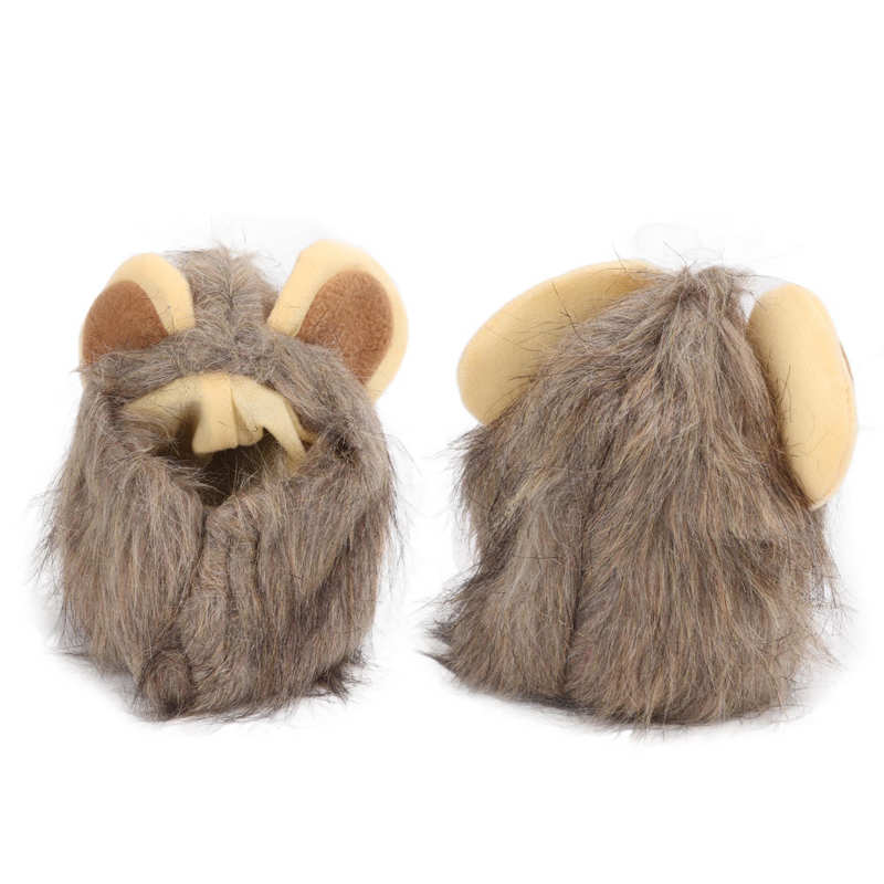 Cat Lion Mane Costume Adjustable Halloween Breathable Kitten Lion Hat with Plush Ears for Winter Lion Mane for Cats