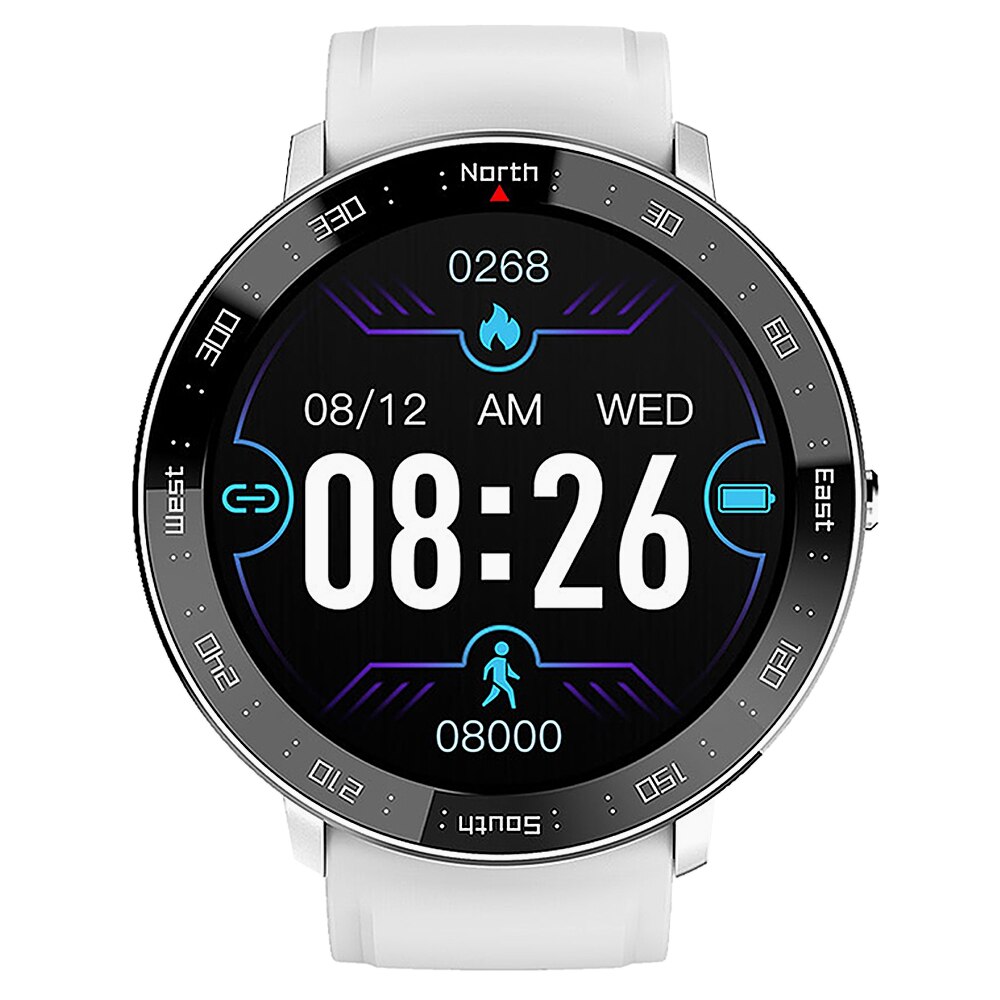 Smart Horloge Hartslag Bloeddrukmeter 100M Waterdichte Running Sport Tracker Stappenteller Stopwatch Outdoor Horloge: WHITE