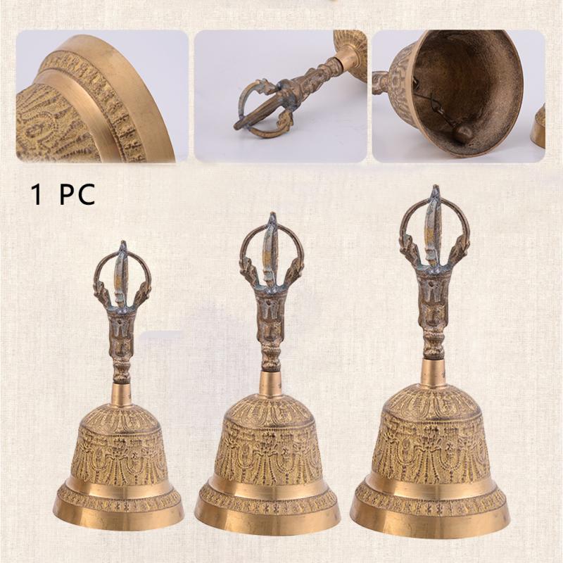 Alarme main cloche méditation FengShui fort appel tibétain bouddhiste laiton prière thé