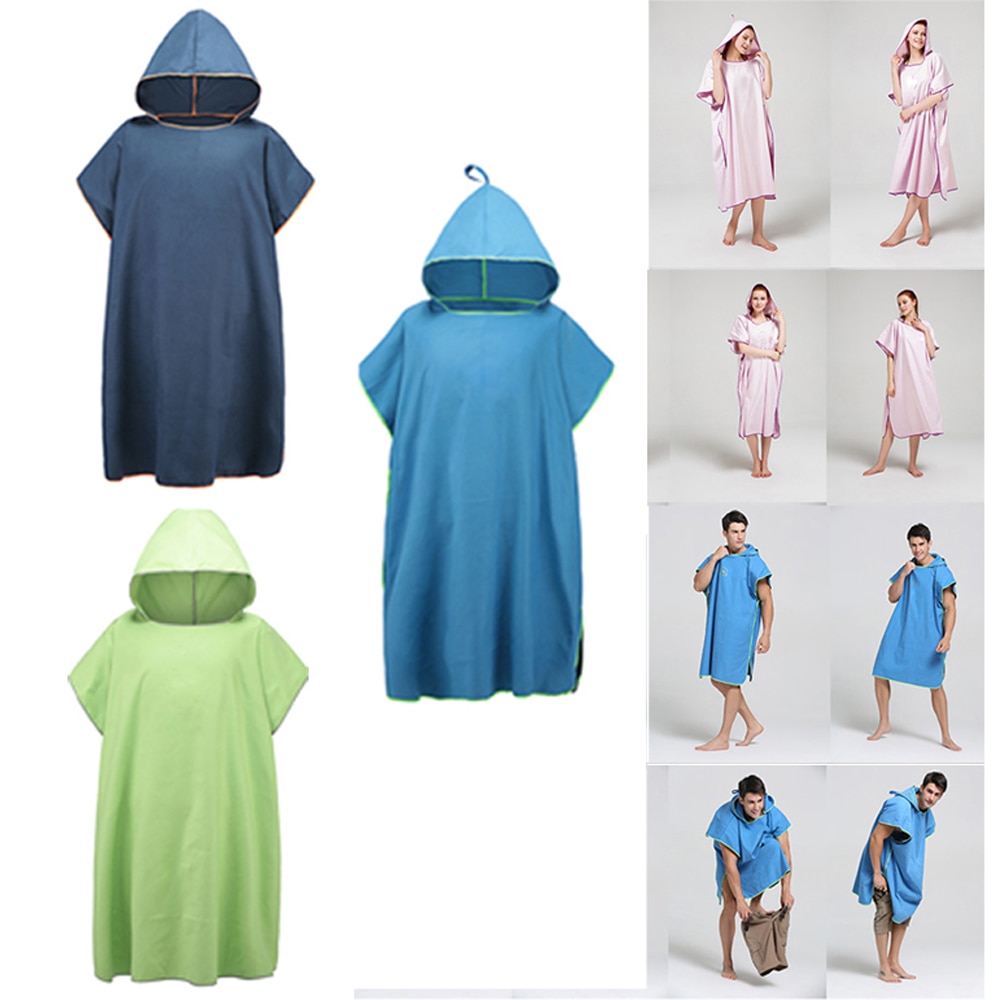 Toallas de playa para adultos, exteriores, secado rápido, con capucha, cambiador, capa con protección solar, Toalla de baño, Poncho, microfibra, Surf, traje de baño, capa
