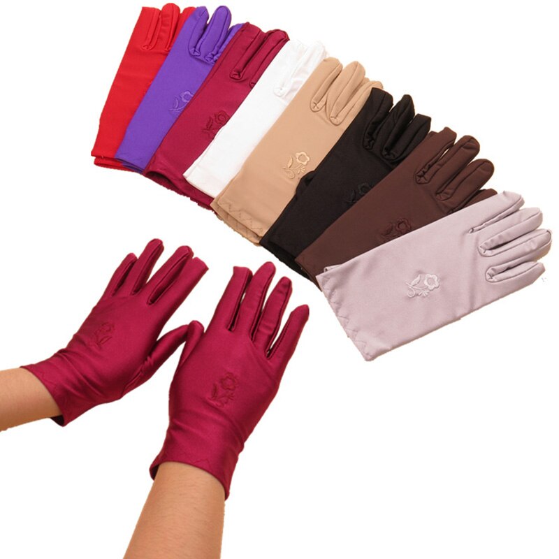 Sexy Wanten Mode Vrouwen Pols Lengte Handschoenen Sexy Zwart Wit Rood Korte Satijnen Stretch Handschoenen Voor Dames Meisjes Hand Glovesa