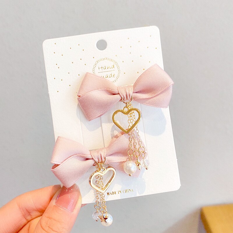 Coreano veludo arco hairpins crianças tecido borla pérola grampos de cabelo artesanal moda jóias headpiece acessórios para o cabelo das meninas: 13