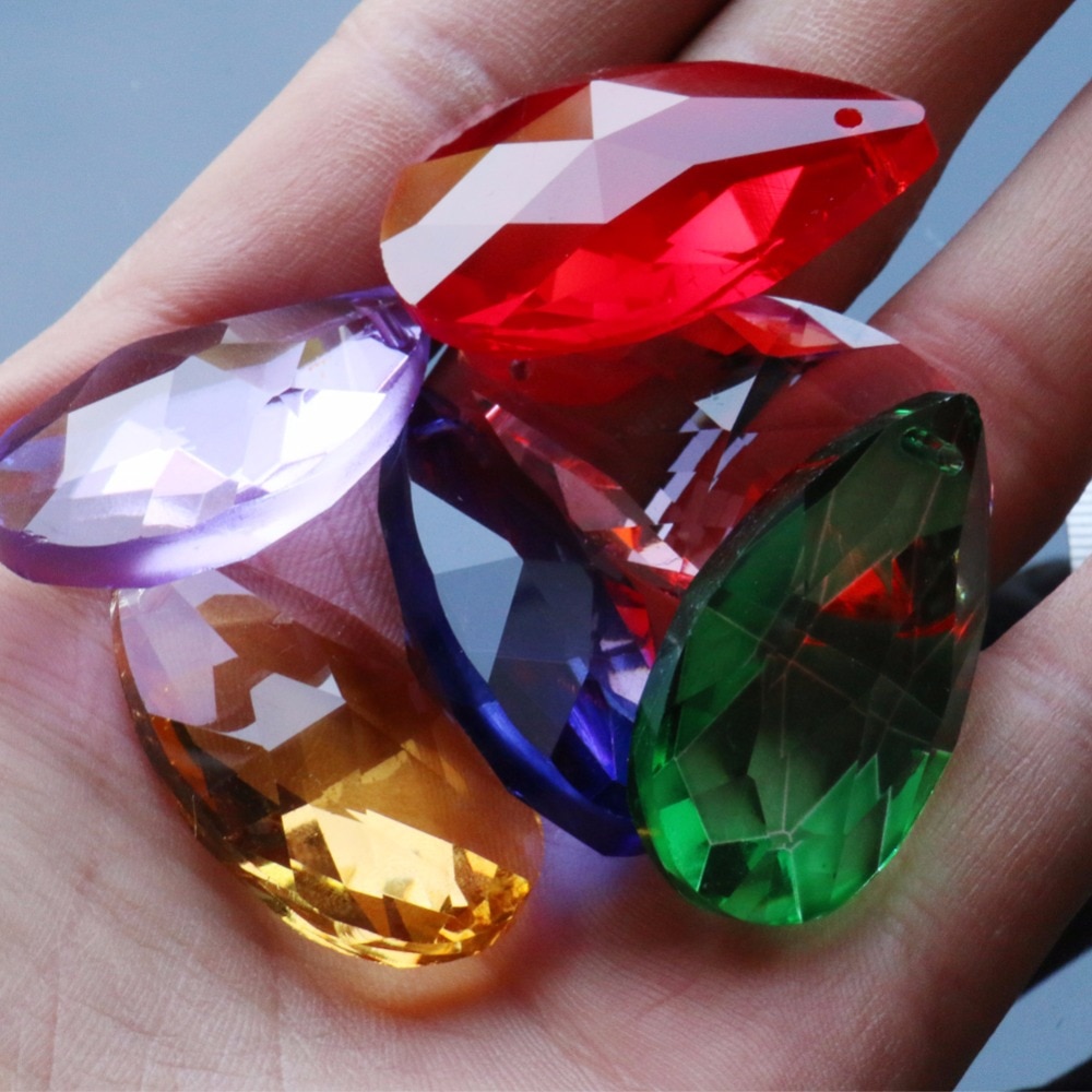 6 pçs/lote cores mistas grupo de lágrima 38mm, arco-íris, vidro, prisão, pingente diy, joias, espaçador suncatcher faceted