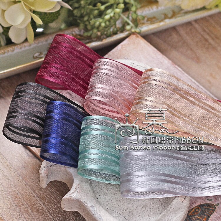 100yards 25mm 38mm satijnen strepen organza pure lint voor meisje haar boog accessoires wedding party decoratie handwerk levert