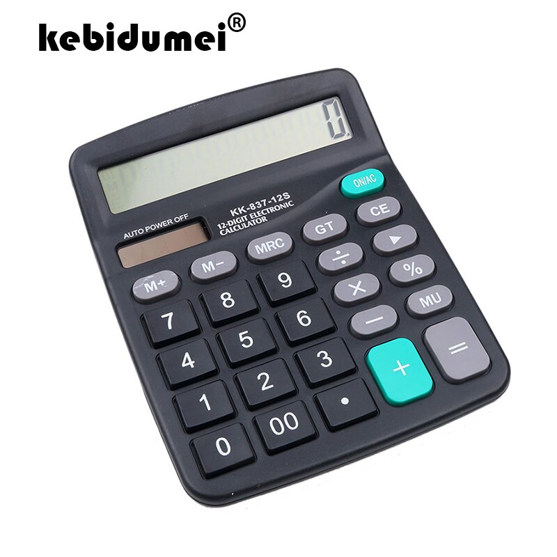 kebidumei Solar Calculator Calculate Solar 2 in1 Powered 12 Digit Electronic Calculator With big Button for Office Black