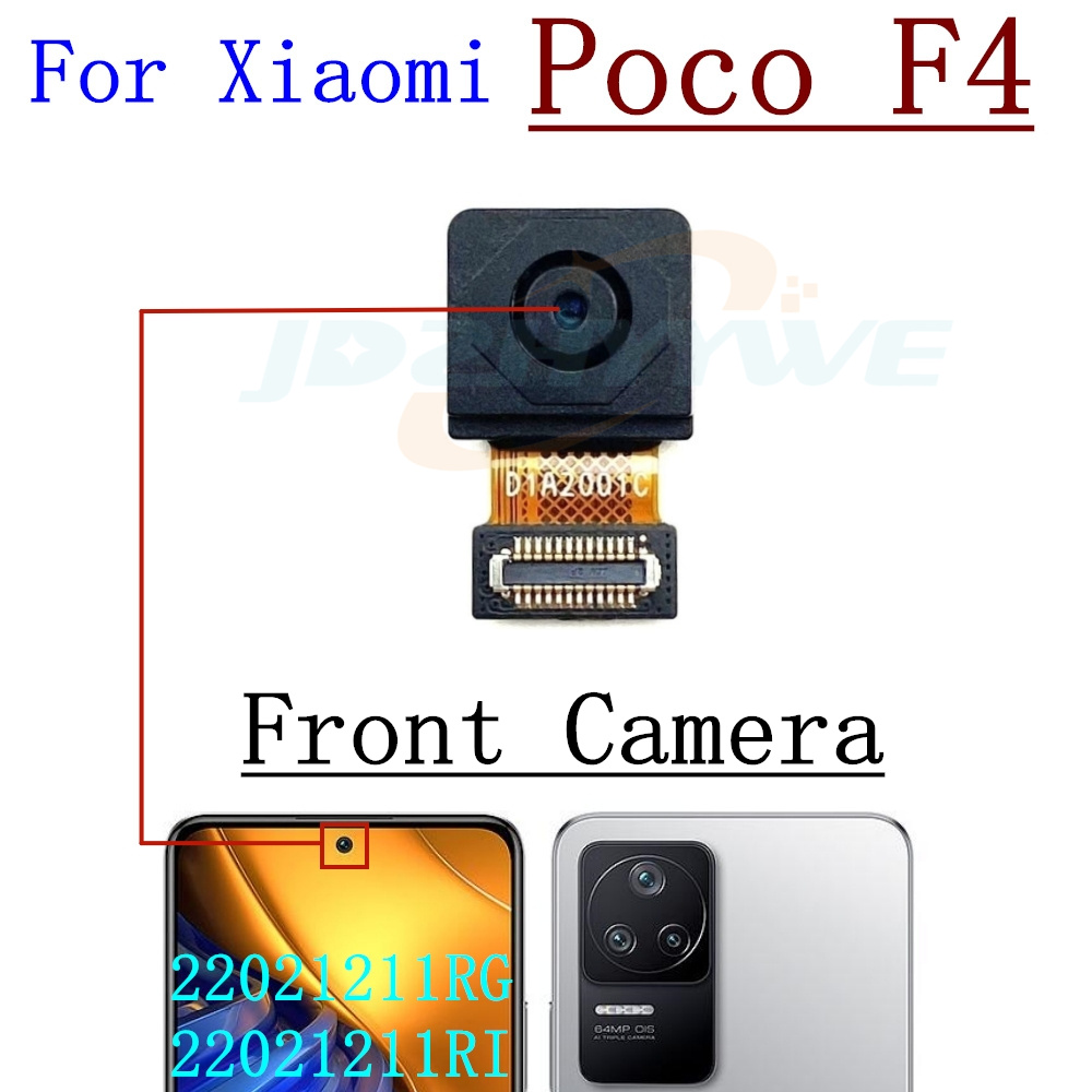 Cámara Frontal trasera para Xiaomi Poco F4 F3, Selfie Frontal, módulo de cámara ancha trasera principal, piezas de Cable flexible: Negro