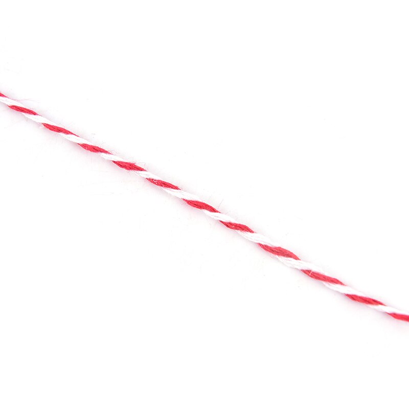 100m/Roll Cotton Bakers Twine String Cord Cotton Rope Cotton Cord Bottle Box Decor Craft (Red+White)