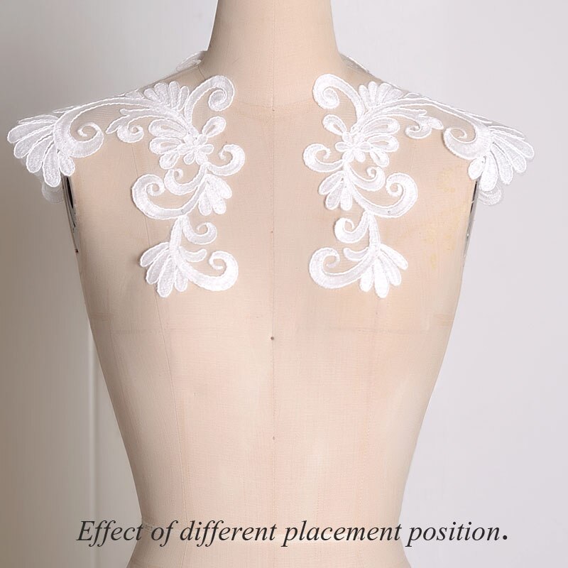 Parches de encaje para bordado de flores, accesorios de Parche De Encaje para ropa, apliques para vestido de boda, 1 par