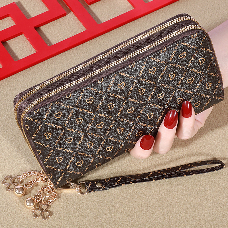 Einfache lange Brieftasche mit großem Fassung vermögen, Reiß verschluss aus Kunstleder, lässige multifunktion ale Clutch-Tasche