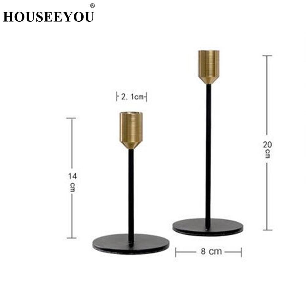 Modern Nordic Gold Black Metal Candle Holders Stand Wedding Party Decorations Bar Home Office Decorations Candlestick Crafts