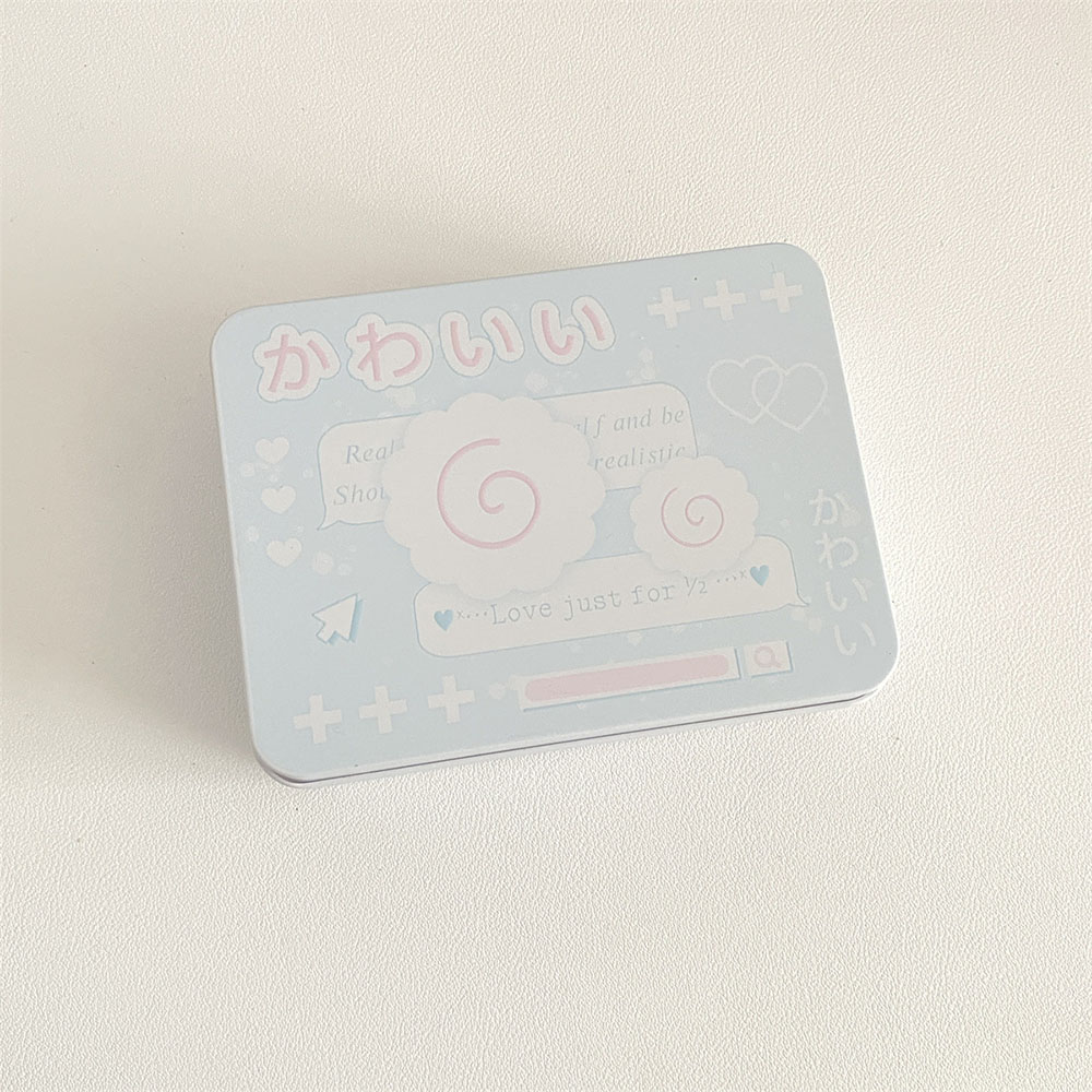 Ins Koreaanse Rechthoekige Blikken Doos Creatieve Mini-Kaart Opbergdoos Verpakking Blikken Doos Haarspeld Sieraden Kleine Blikken Doos Decoratie: Blauw