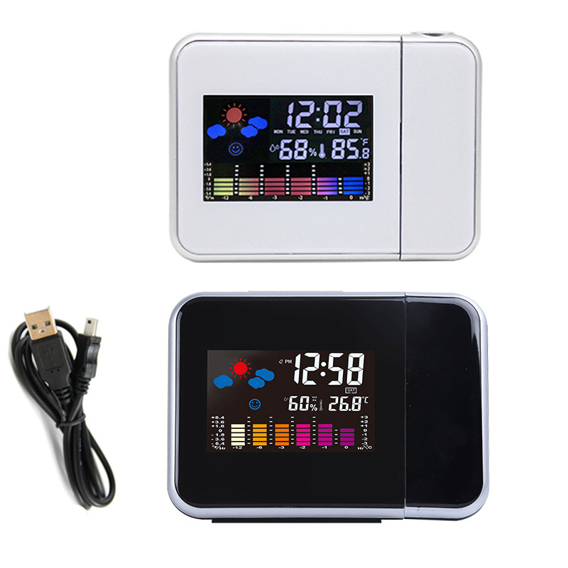 Functie projectie wekker met weerstation thermometer datumweergave digitale klok usb oplader snooze led projectie