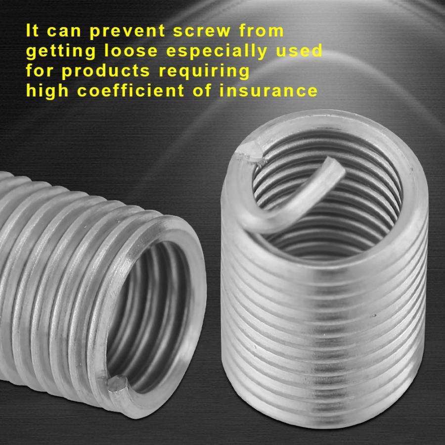 50Pcs Thread Repair Insert Stainless Steel Coiled Wire Helical Screw Thread Inserts Thread Repair Insert M6 x 1.0 x 2. Length
