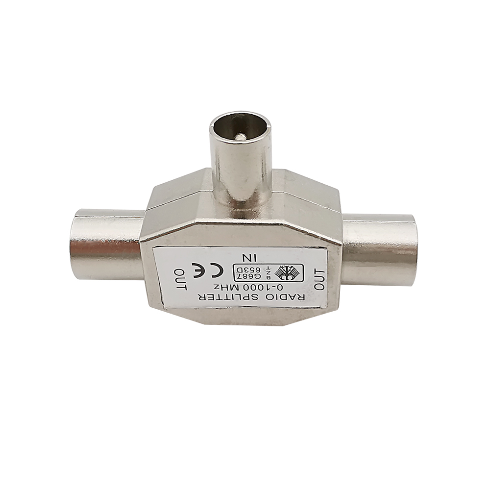 En-til-to tv-antenne splitter adapter 2- vejs tv han-til-hun antenne koaksial signal distributør konvertering interface stik