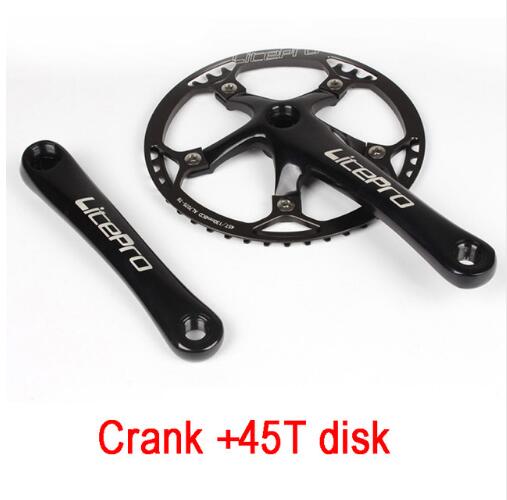 Litepro sykkel kranksett integrert enkelt kranksett krank 45t 47t 53t 56t 58t bcd 130mm for sammenleggbar sykkel sykkel kranksett 170mm: 45t svarte