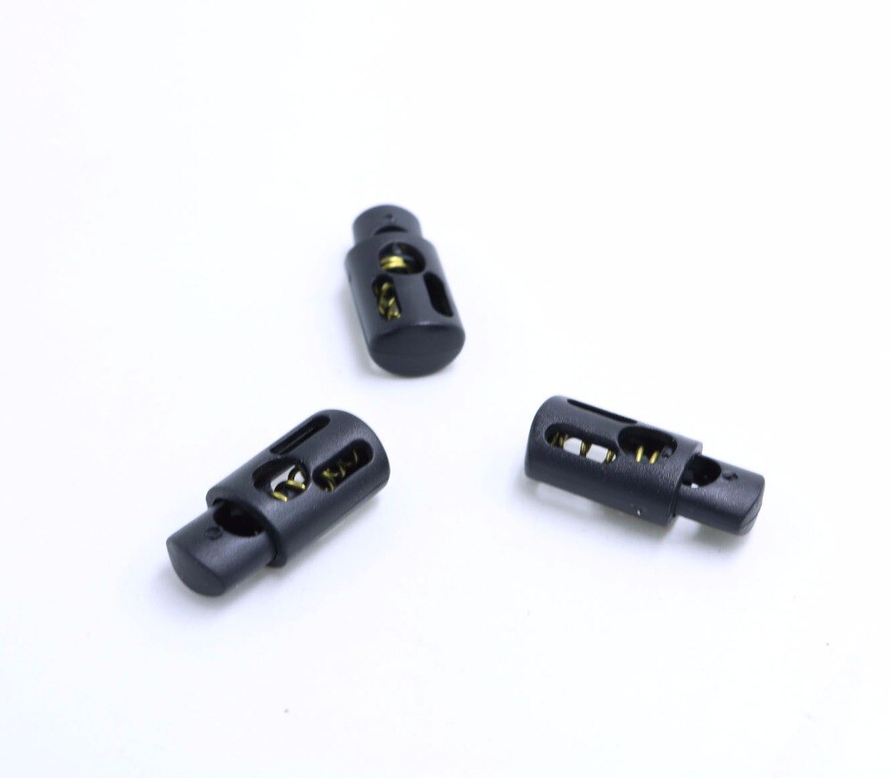 komen 26*12mm koordvergrendeling Koordstopper 100 stks/pak zwart Toggle Stopper Plastic Clip