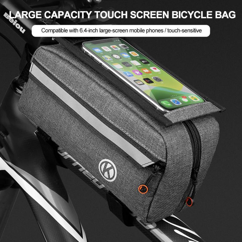 Regntæt cykeltaske ramme front øverste rør cykeltaske 6.0/6.4in telefon sag touchscreen taske mtb cykeltilbehør: 01
