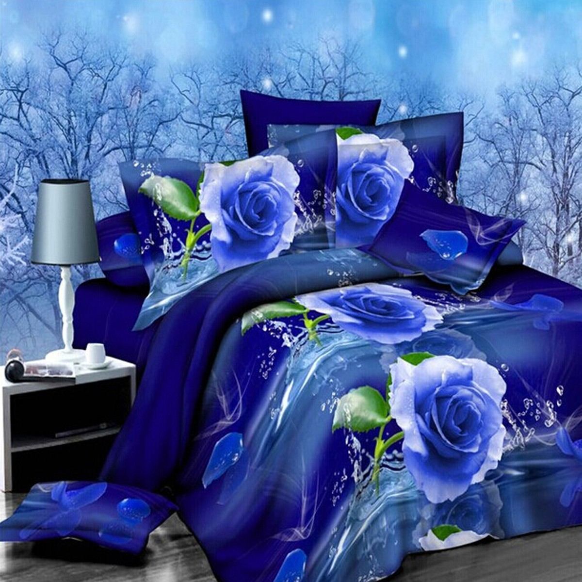 3d rosenprint sengetøjssæt luksus 2/3/4 stk sengelinned sæt soveværelse hotel hjem dynebetræk sæt sengetøj sæt pudebetræk sæt