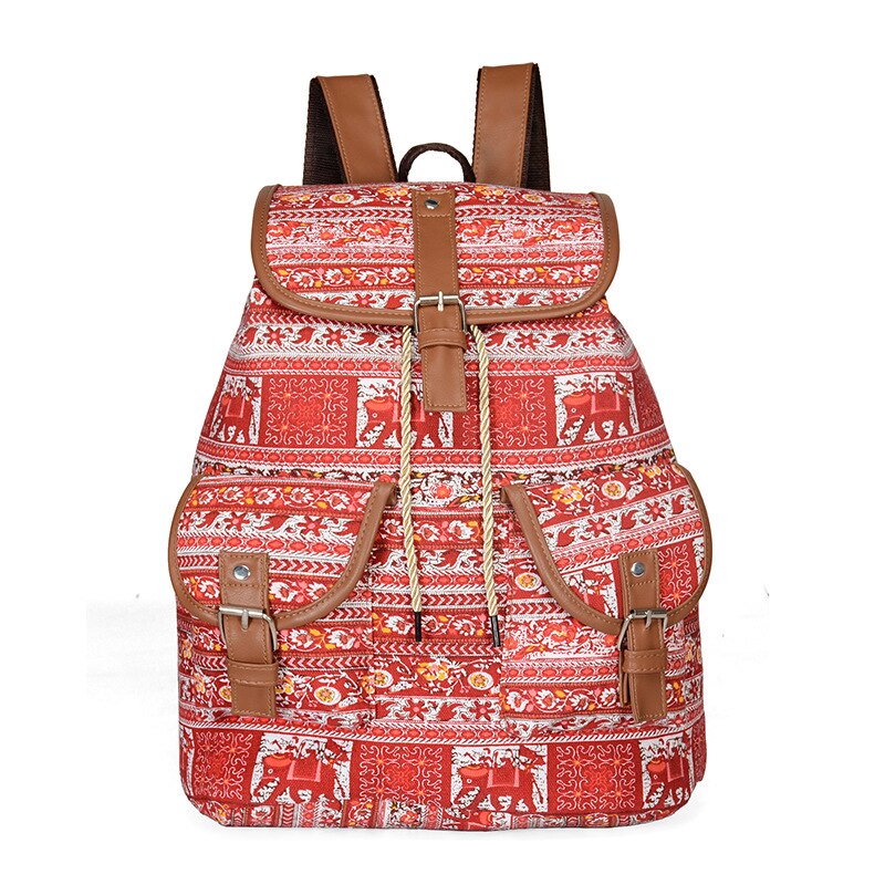 Woven Fabric Female Bagpack Women Backpack Bohemia Boho Ladies Drawstring Rucksack Girls School Bags