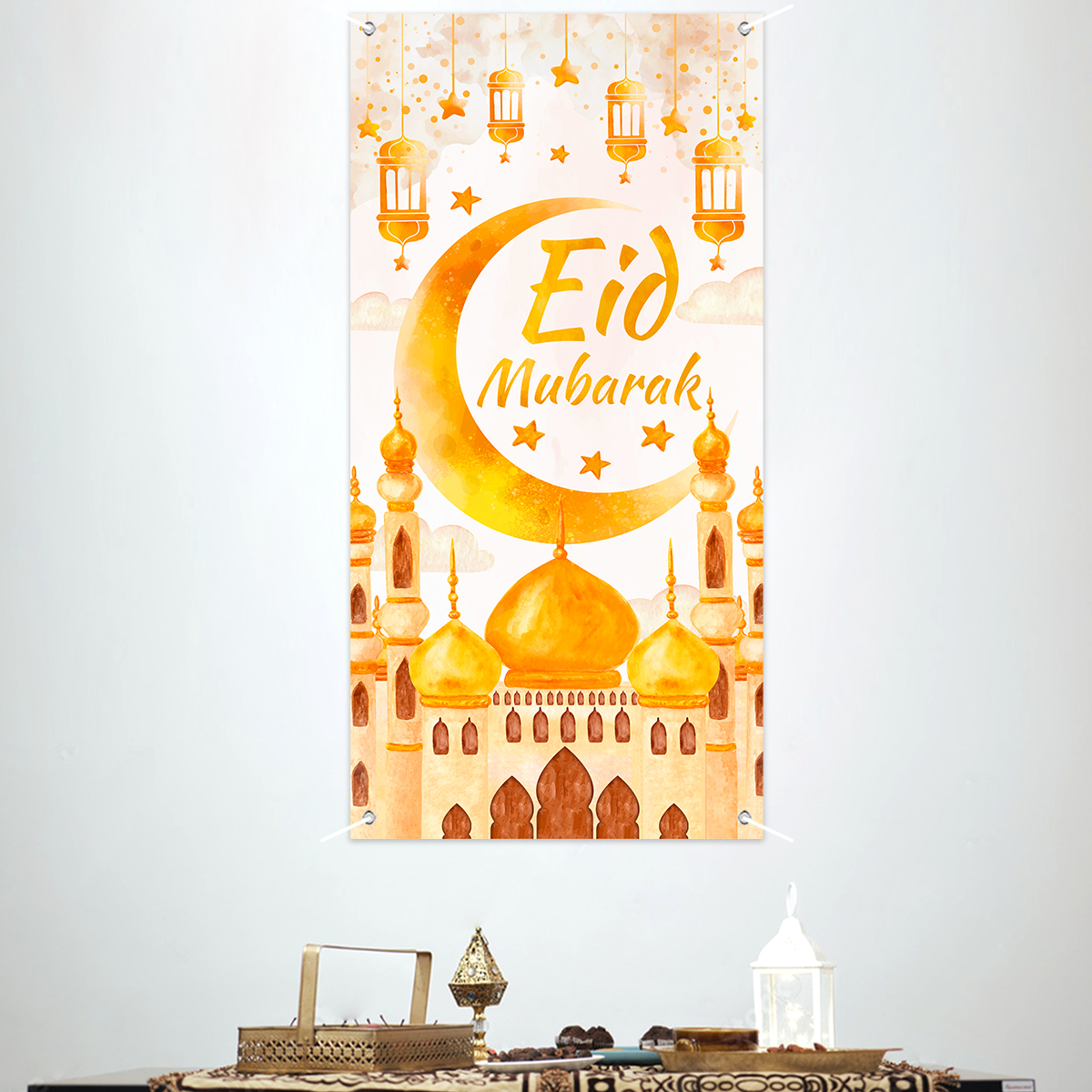 Eid Mubarak Decoration Hanging Flag Ramadan For Home Door Islamic Muslim Party Decor Ramadan Kareem Banner Eid Al-Fitr