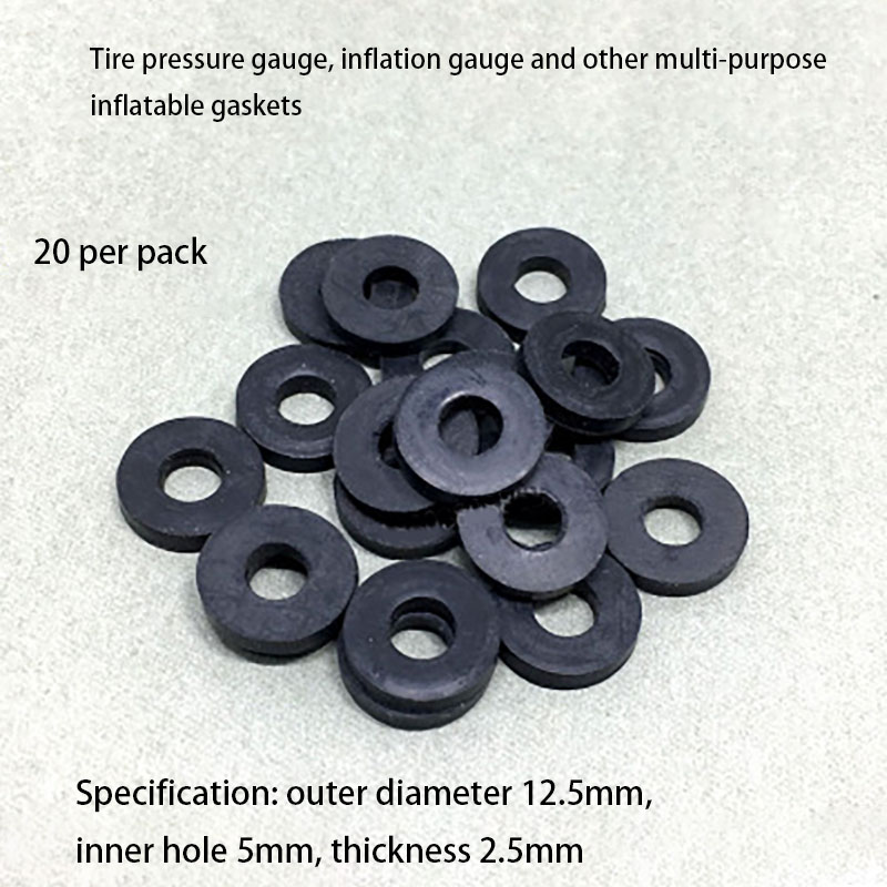 20 gummipackningar för tätning av däcktrycksmätarens och påfyllningshuvudets packning