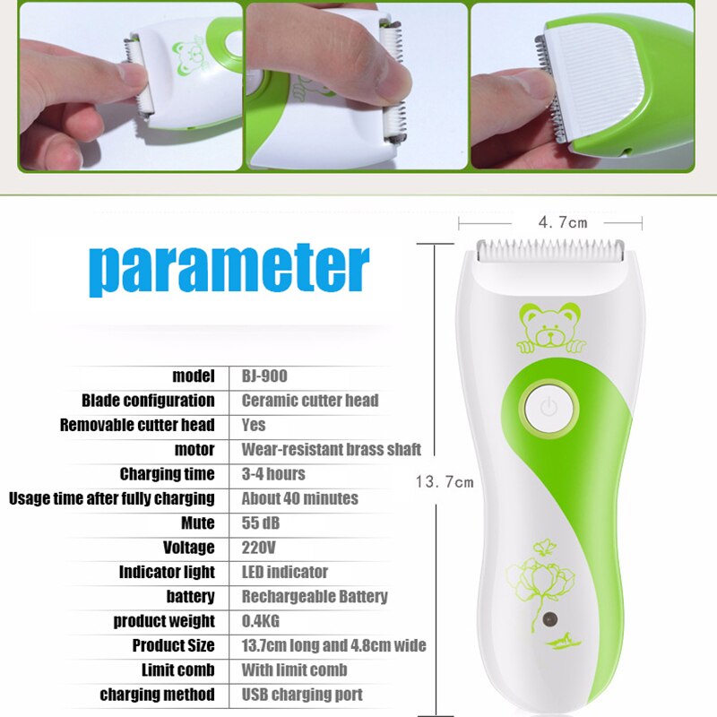 Baby Rasierer Schneiden Baby Haar Trimmer Elektrische Haar Haarschneidemaschine USB Baby Pflege Schneiden Entferner Wiederaufladbare Ruhig freundlicher Haar Schneiden