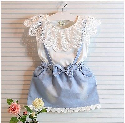 Vestido vaquero de manga corta, novedad de para chicas, de algodón con lazo, ropa de verano para niñas, vestido bonito con bolas para niñas de 2, 3, 4, 5, 6 y 7 años