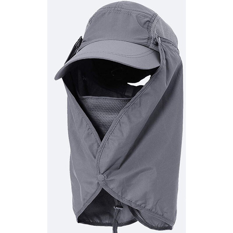 Sombrero de sol al aire libre para hombre y mujer, gorra de pesca con protección UV de 360 °, extraíble, protección UV 50, al aire libre para senderismo, montaña y jungla: Dark Gray
