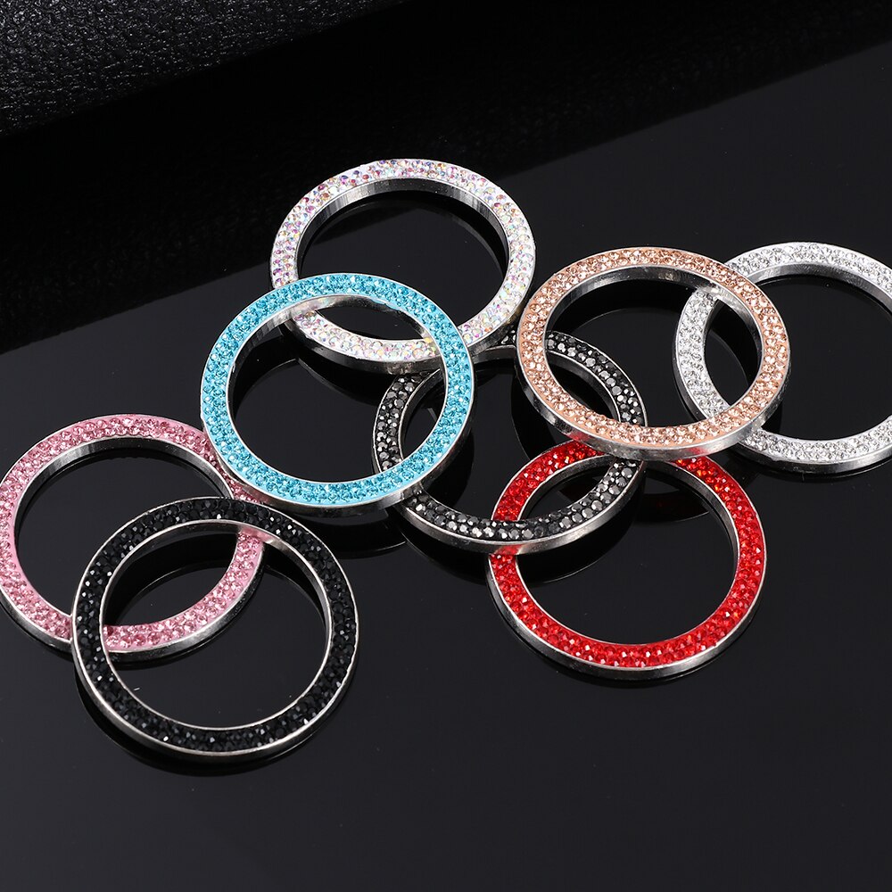 Auto's Start Stop Ontsteking Drukknop Cover Auto's One-Key Motor Strass Diamant Kristallen Ring DIY Auto Decoratie
