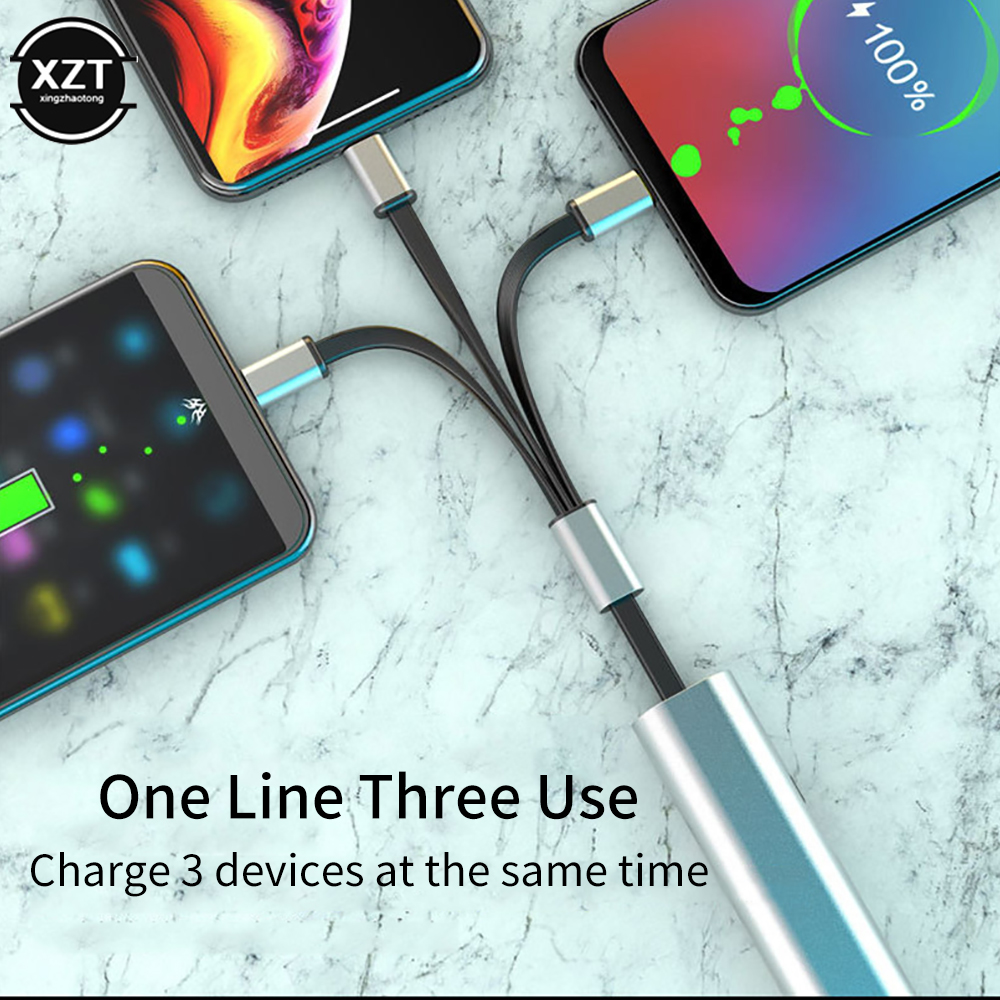 3 In 1 Snel Opladen Datakabel Voor Opslag Kabel Sleutelhanger Datakabel Voor Iphone Android Type