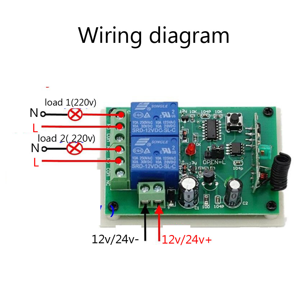 DC12V/24 v 2 kanaals Draadloze Schakelaar 1 ontvanger + 1/2/3 zender Afstandsbediening