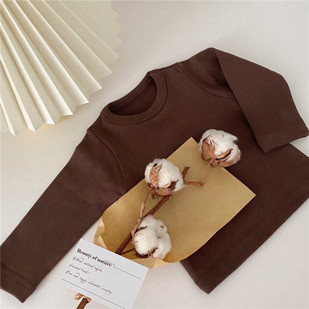 Kinderen T-shirt Baby Jongens Meisjes Lange Mouw T-shirt Effen Katoen Tops Herfst Winter O-hals Shirts Baby Flexibele T-shirts: 26416546 t-shirt 2 / 24M