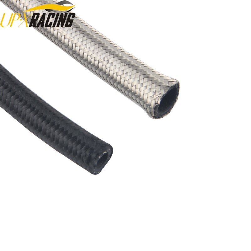 AN4 auto nylon stainless double braided hose black fuel oil gas hose fitting oil cooler fitting hose