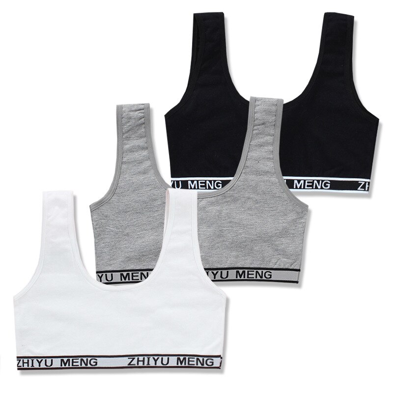 Dolescente – soutien-gorge Double couche avec lettres de soins du sein pour enfants, sous-vêtements de Sport pour adolescentes de 6 à 12 ans, 3 pièces