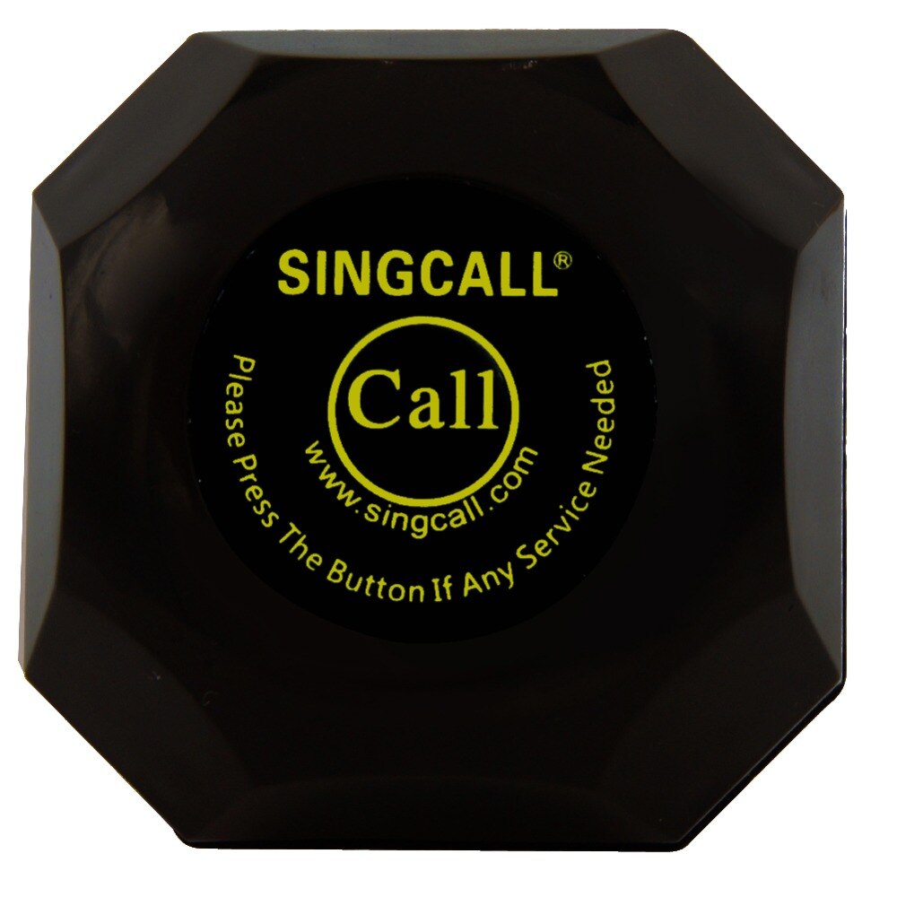 SINGCALL service Paging System single call button,wireless call bell with removable waterproof base,APE560 Black Color